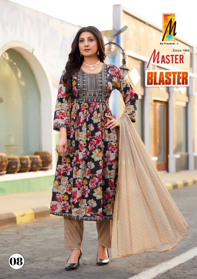 Blaster By Master Naira Cut Rayon Foil Printed Kurti With Bottom Dupatta Wholesalers In Delhi 
